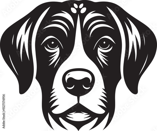 Black & White Silhouette Dog Vector | High-Quality Canine Clipart Design