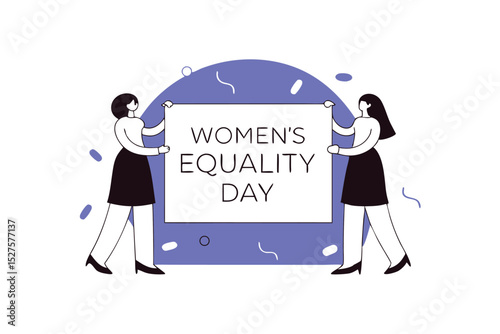 Animated illustration celebrating women s equality day featuring two women
