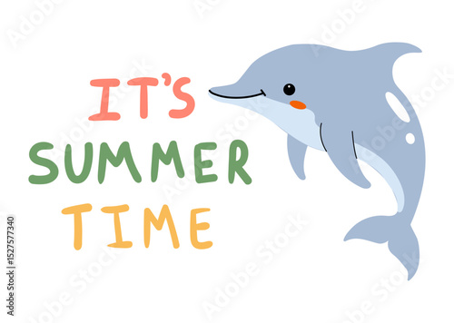 Celebrate summer with a cheerful dolphin and vibrant colors representing joy and warmth in a fun design