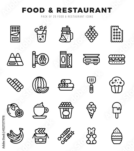Food and Restaurant Lineal icons collection. Lineal icons pack. Vector illustration