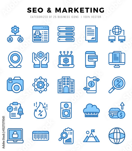 SEO & Marketing icon pack for your website. mobile. presentation. and logo design.
