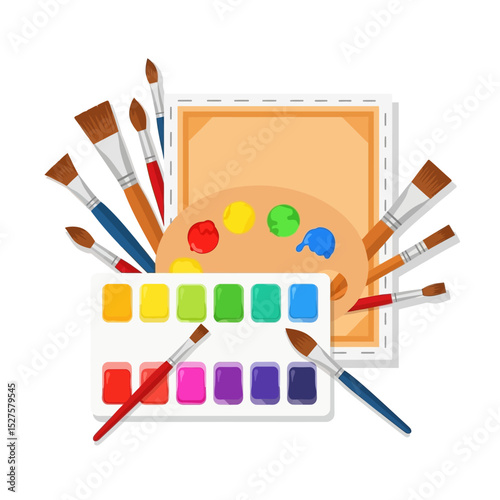 Colorful Art and Painting Supplies Flat Illustration