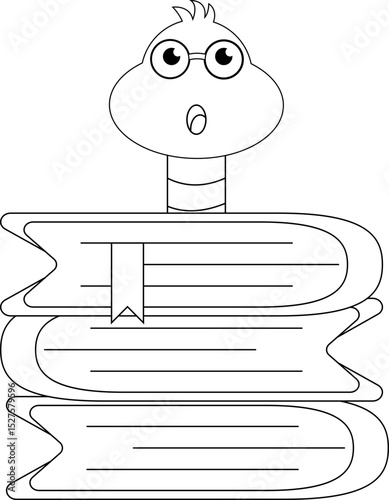 bookworm cartoon character line.svg