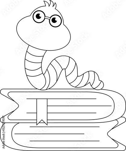 bookworm cartoon character line.svg