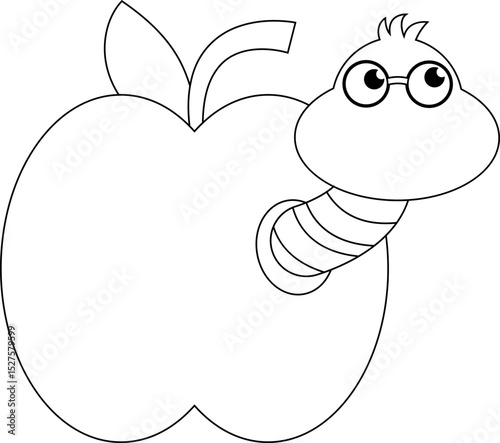 bookworm apple cartoon character line.svg