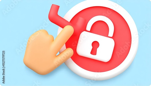 Illustration of a hand interacting with a padlock icon.