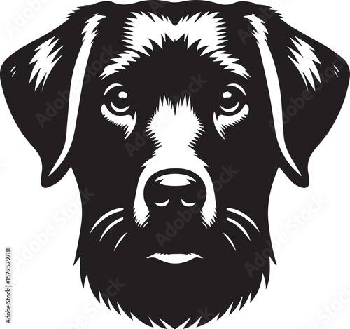 Black & White Silhouette Dog Vector | High-Quality Canine Clipart Design