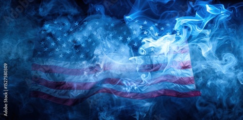 American flag made of smoke background