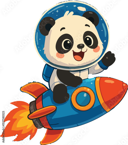 Astronaut Panda on Rocket