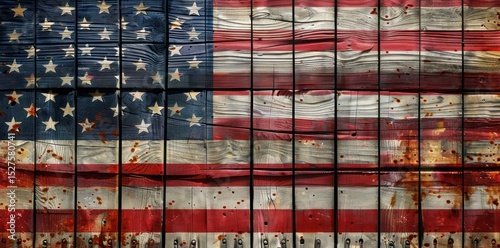 American flag painted on a wooden wall