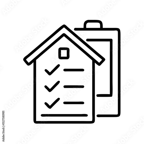 house checklist icon line art vector illustration.House Inspection Checklist Outline