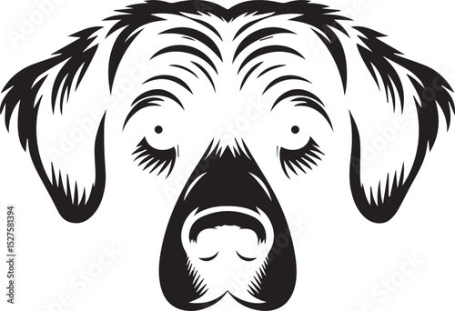 Black & White Silhouette Dog Vector | High-Quality Canine Clipart Design