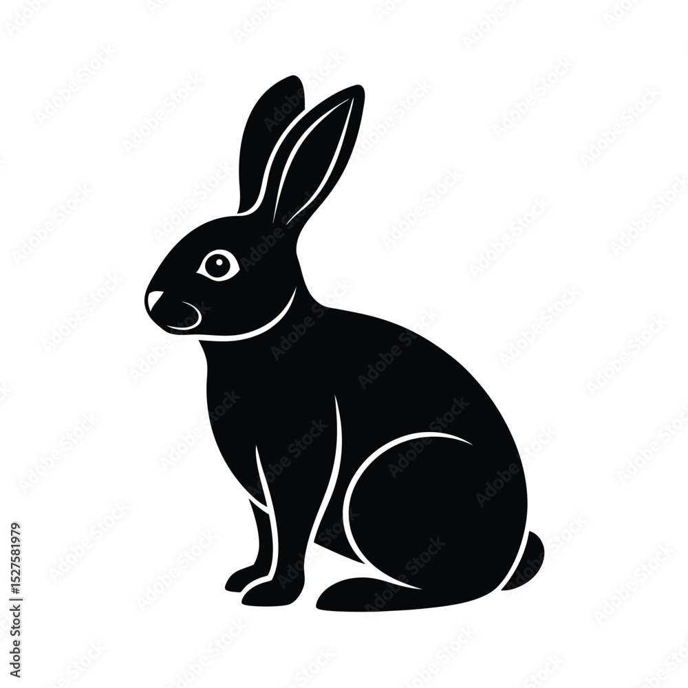 Obraz premium Simple Rabbit Minimalist Black Vector Silhouette