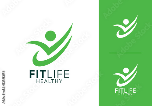 fit people logo. successful happy people vector design concept