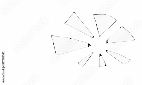 glass shards isolated on white background, room for text