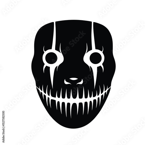 Scary human cranium illustration: a black and white vector symbol of death and danger, perfect for Halloween art or a tattoo
