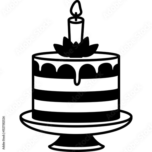 Lapis Legit Icon in Glyph Vector Style, Indonesian Lapis Legit Birthday Cake