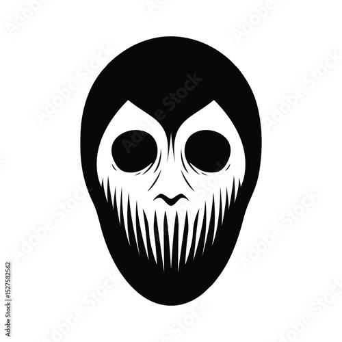 Vector illustration of a scary Halloween skull face mask, a symbol of death and horror