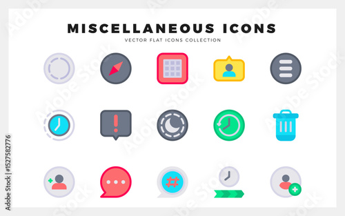 15 Social Media (Instagram) Flat icons pack. vector illustration.