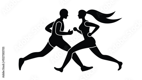 runners  crossing vector illustration