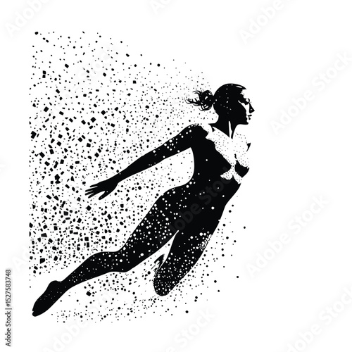 silhouette of a girl swimmer abstract vector art