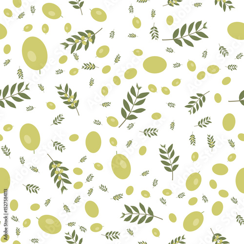 Wallpaper Mural Olive branch and olives on a light background. Floral seamless pattern. Torontodigital.ca
