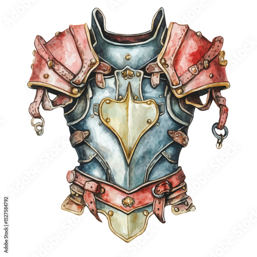 Cuirass, watercolor illustration vector, high quality, isolated on a white background.