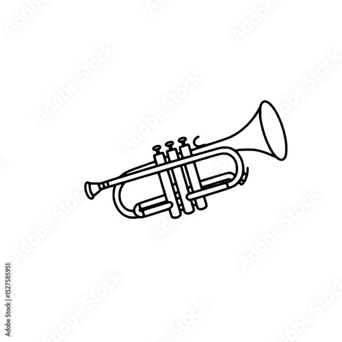 Trumpet Line Drawing Illustration