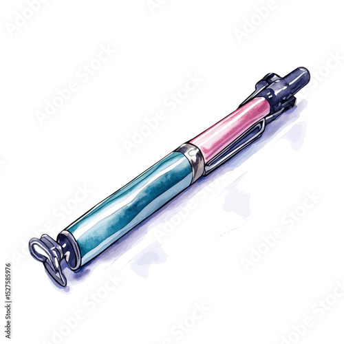 Curling Iron, watercolor vector, high quality, isolated on a white background.