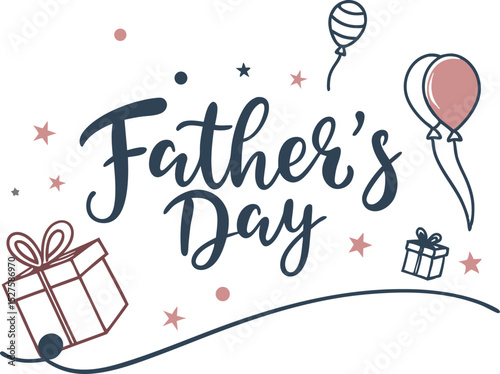 Happy father's day celebration card with gifts, and festive holiday design