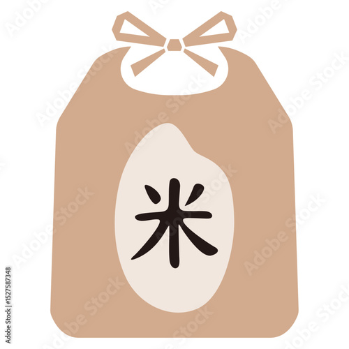 Rice-10　紙の米袋のあしらい。お米の入った袋。