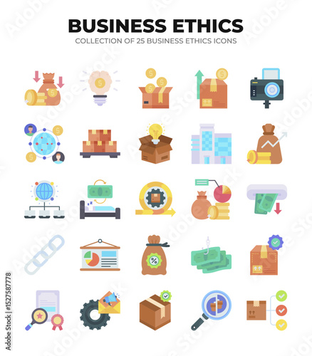Collection of 25 Business Ethics Icons. Promoting Ethical Business Practices