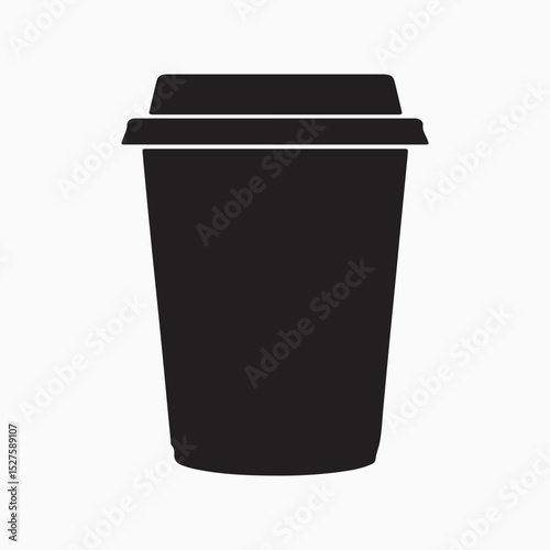 Minimalist Coffee Silhouette: A sleek, monochromatic depiction of a to-go coffee cup, exuding simplicity and the essential of a caffeine boost.
