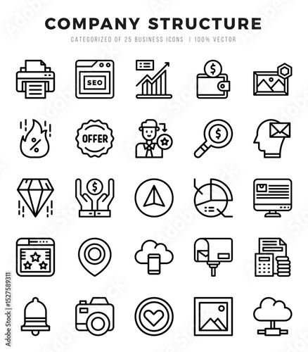 Company Structure. Lineal icons Pack. vector illustration.