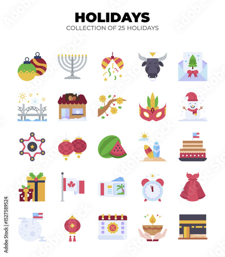 Collection of 25 Diverse Holiday Symbols