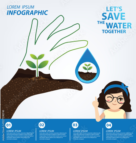 Save water concept. Infographic template. Vector illustration.