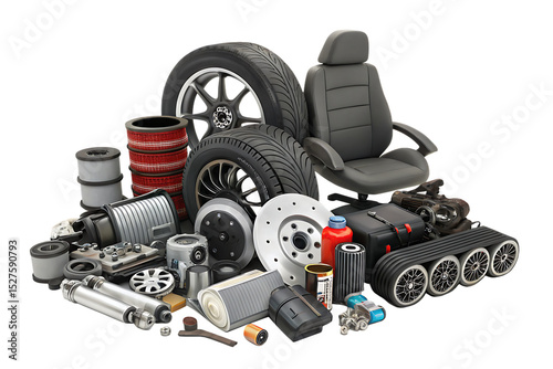 Auto parts collection isolated on white background png ai generated isolated on a white background