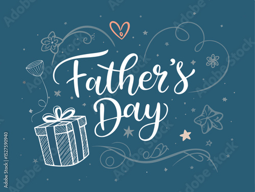Happy fathers day greeting card design with snow, winter decoration, and celebration text
