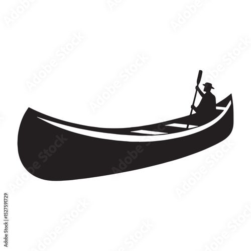 Smooth Hull Canoe silhouette design – Canoe illustration – Minimalist Canoe vector – Vehicle silhouette

