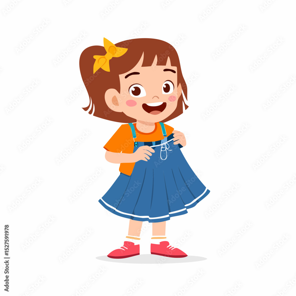 little girl with a toy, a child is dressing little girl with a toy, a child is dressing