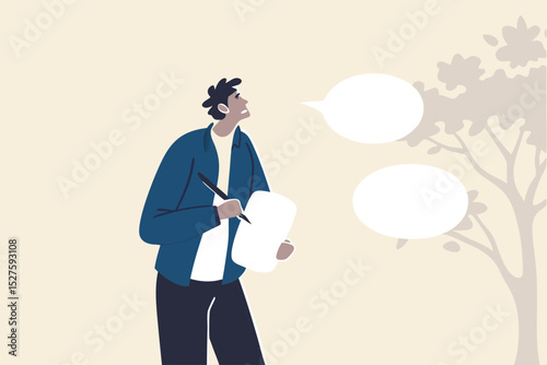 Note taking or minutes of meeting, conclusion or summary, education lecture or write important information concept, confidence businessman taking note in the meeting while listen to others information