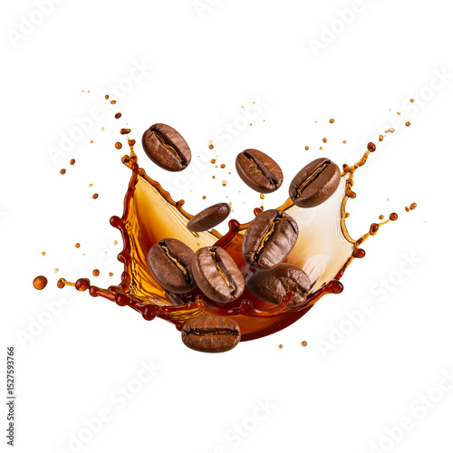 Splash of gourmet coffee beans with delicious chocolate and sweet dessert candy