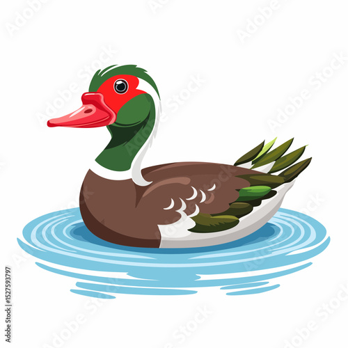 a muscovy duck swimming on the water