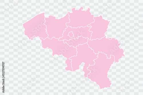 Belgium Map Blush Color on White Background quality files Png