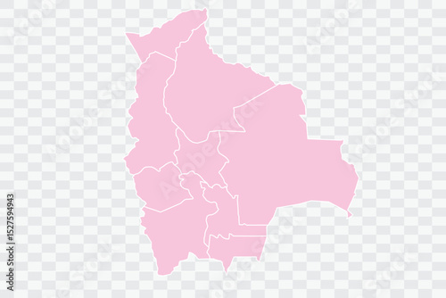 Bolivia Map Blush Color on White Background quality files Png