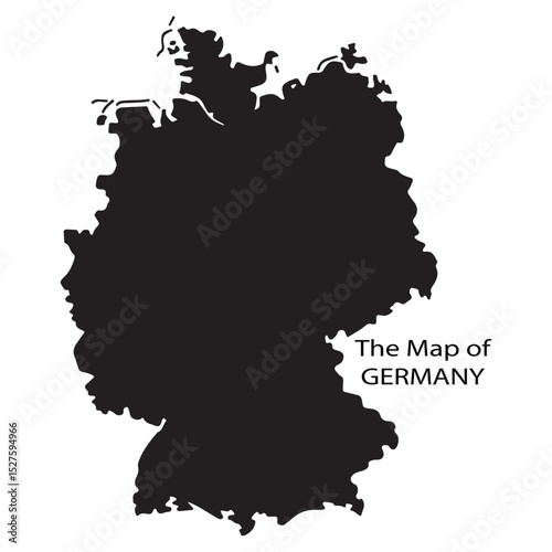 Silhouette Vector Map of Germany with Country Borders Outline
