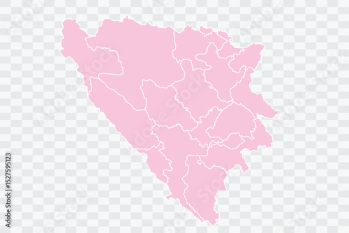 Bosnia Map Blush Color on White Background quality files Png