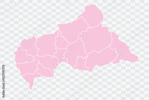 Central African Republic Map Blush Color on White Background quality files Png