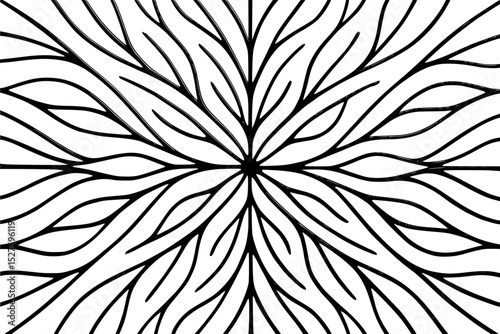 Abstract black and white wavy lines pattern, symmetrical design for backgrounds and copy space