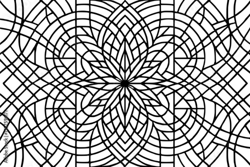 Abstract black and white wavy lines pattern, symmetrical design for backgrounds and copy space
